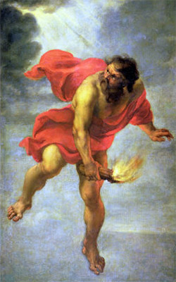 Prometheus stealing fire from the Gods. 